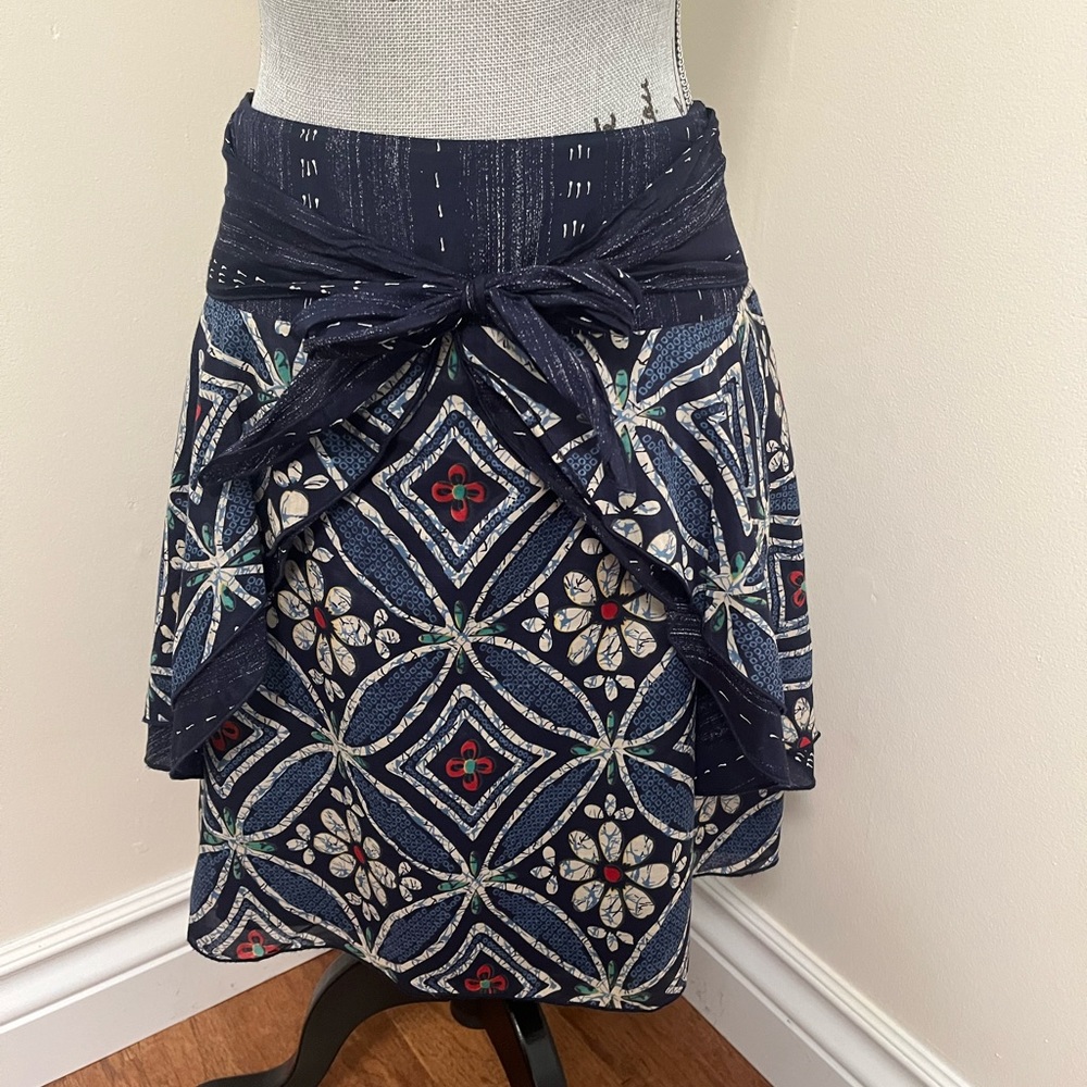 Anna Sui for Anthropologie Front Tie Silk Blend Floral Skirt, 4